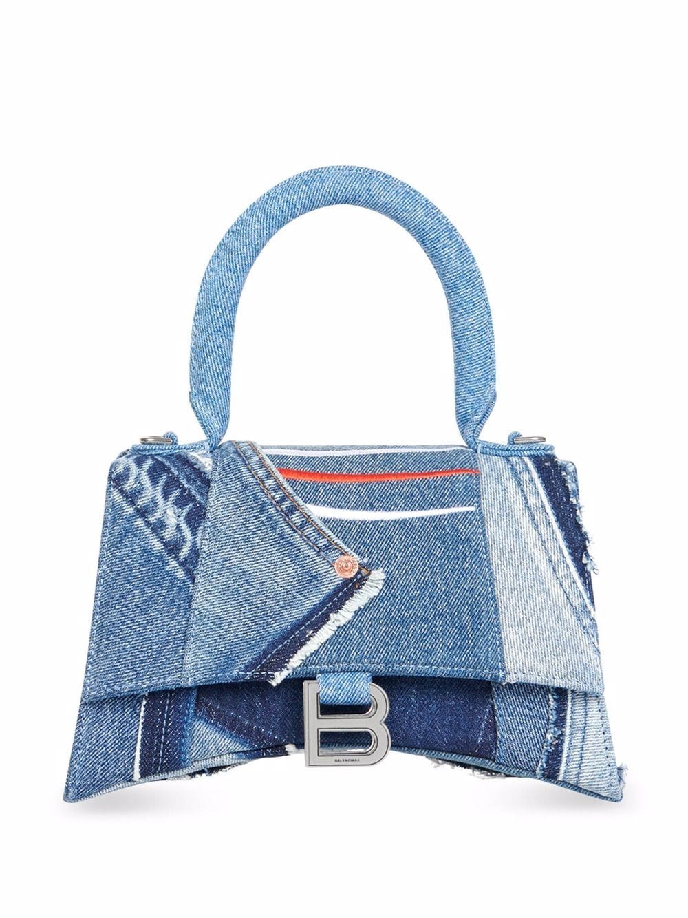 Balenciaga logo-print denim satchel bag