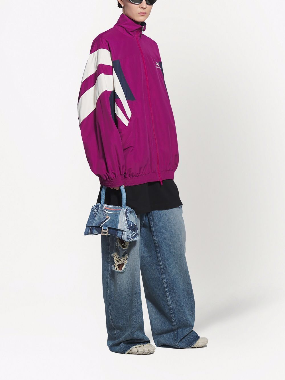 Balenciaga logo-print denim satchel bag - Image 2