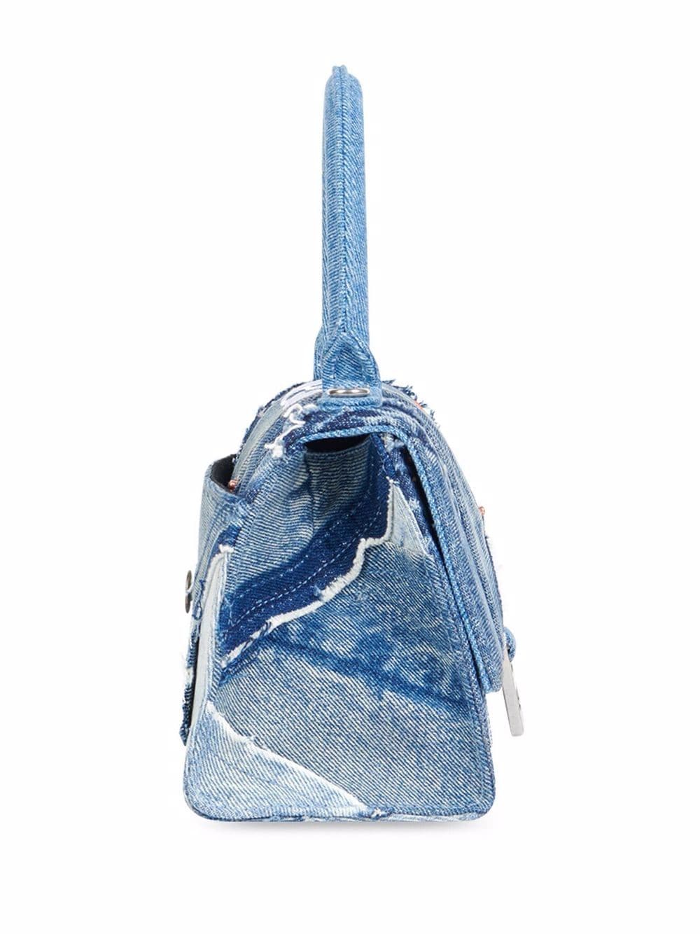 Balenciaga logo-print denim satchel bag - Image 4