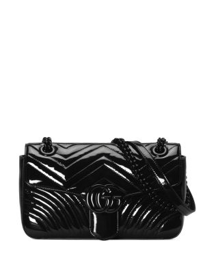 Gucci small GG Marmont patent-leather shoulder bag