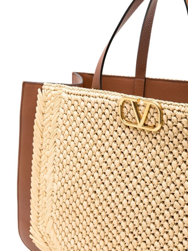 Valentino Garavani VLogo Signature raffia tote bag - Image 3