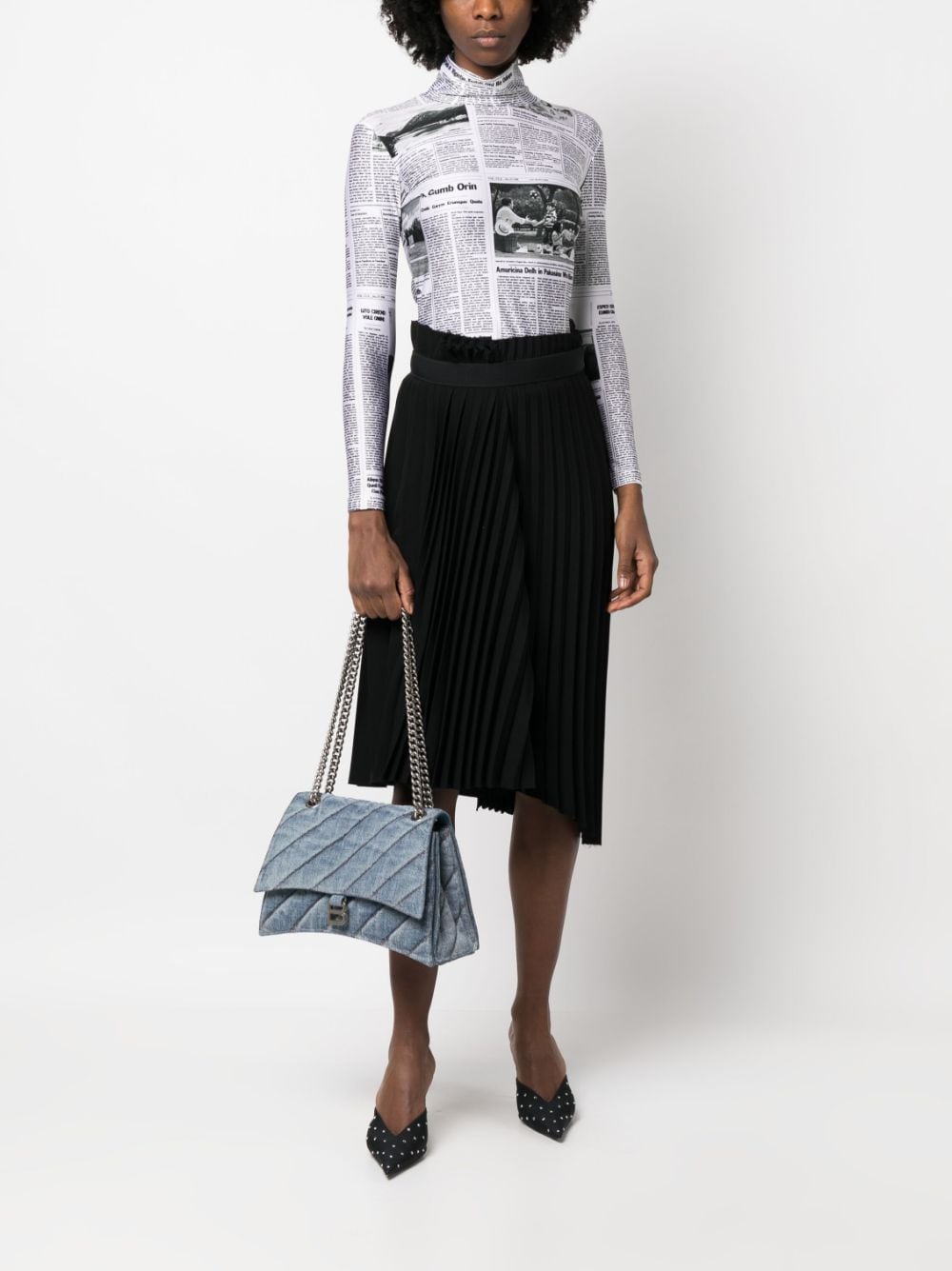 Balenciaga medium Crush denim shoulder bag - Image 2